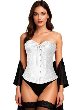 Corset branco feminino – Top para fantasias de princesas, marquesas e festas de carnaval.