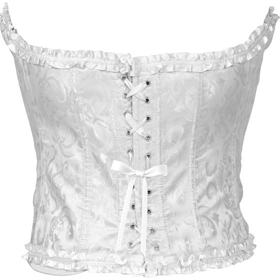 Corset branco feminino – Top para fantasias de princesas, marquesas e festas de carnaval.