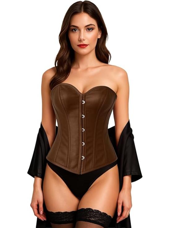 Corset marrom feminino – Acessório de fantasia para Carnaval, Princesas e Festas Elegantes