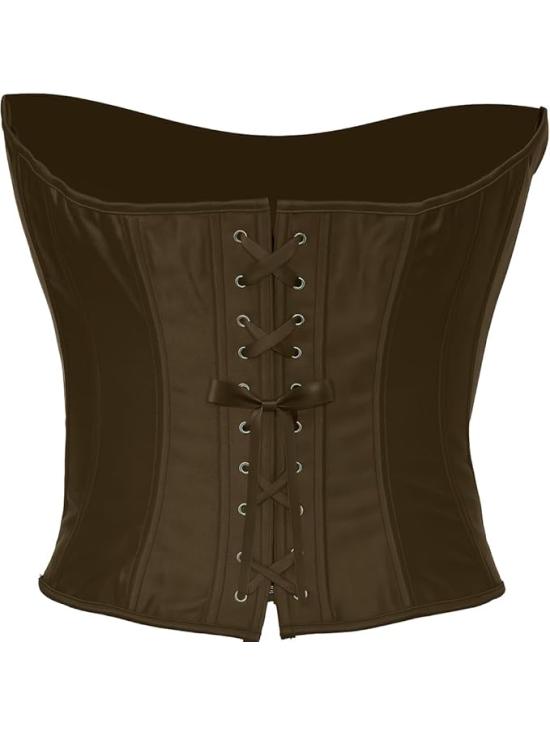 Corset marrom feminino – Acessório de fantasia para Carnaval, Princesas e Festas Elegantes