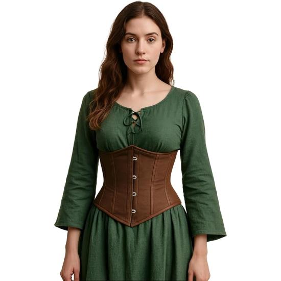 Corset marrom feminino – Top elegante para traje de princesa e marquesa