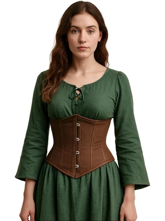 Corset marrom feminino – Top elegante para traje de princesa e marquesa
