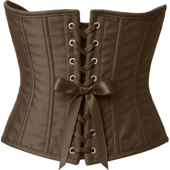 Corset marrom feminino – Top elegante para traje de princesa e marquesa