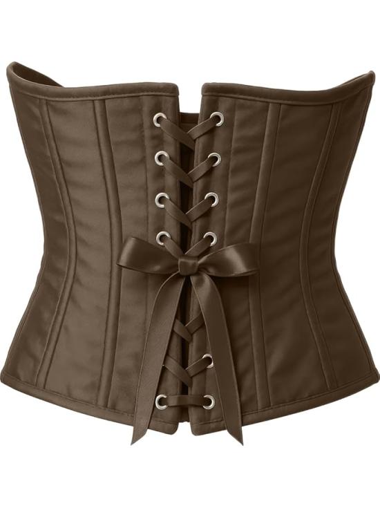 Corset marrom feminino – Top elegante para traje de princesa e marquesa