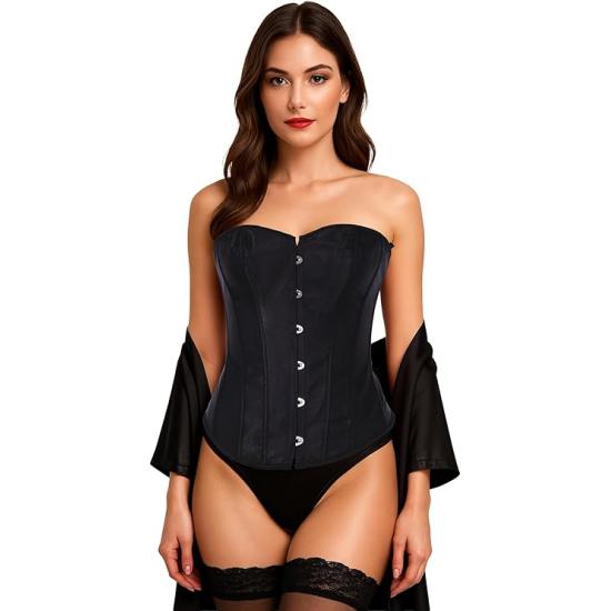 Corset preto feminino – Acessório de fantasia para Carnaval, Princesas e Festas Elegantes