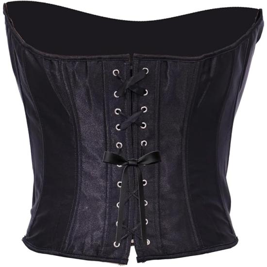 Corset preto feminino – Acessório de fantasia para Carnaval, Princesas e Festas Elegantes