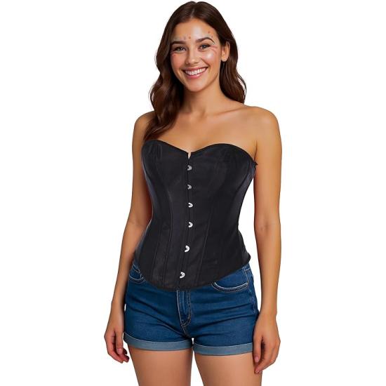 Corset preto feminino – Acessório de fantasia para Carnaval, Princesas e Festas Elegantes