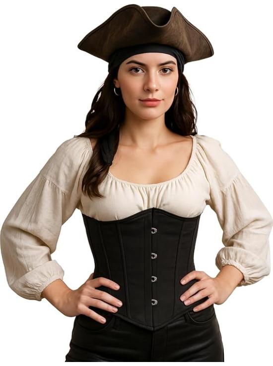 Corset preto feminino – Top elegante para fantasia de princesa e marquesa