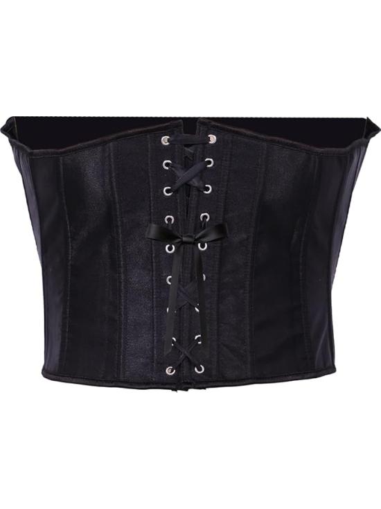 Corset preto feminino – Top elegante para fantasia de princesa e marquesa