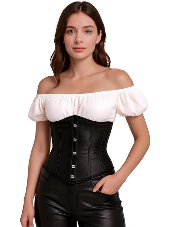 Corset preto feminino – Top elegante para fantasia de princesa e marquesa