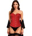 Corset de renda vermelha para mulheres – Acessório de fantasia para carnaval, princesas e festas elegantes.