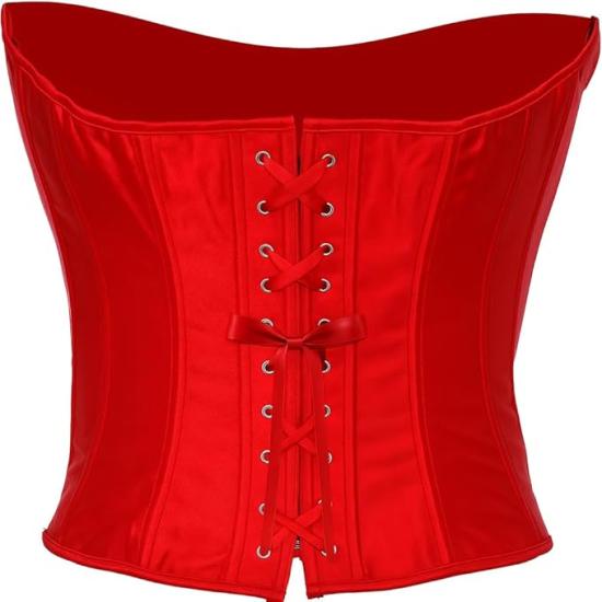 Corset vermelho feminino – Acessório de fantasia para Carnaval, Princesas e Festas Elegantes