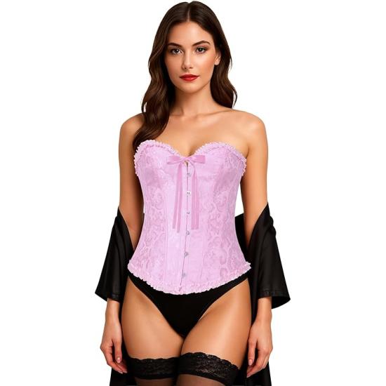 Corset rosa feminino – Top de fantasia para princesas, marquesas e festas de carnaval.