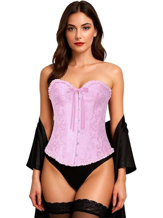 Corset rosa feminino – Top de fantasia para princesas, marquesas e festas de carnaval.