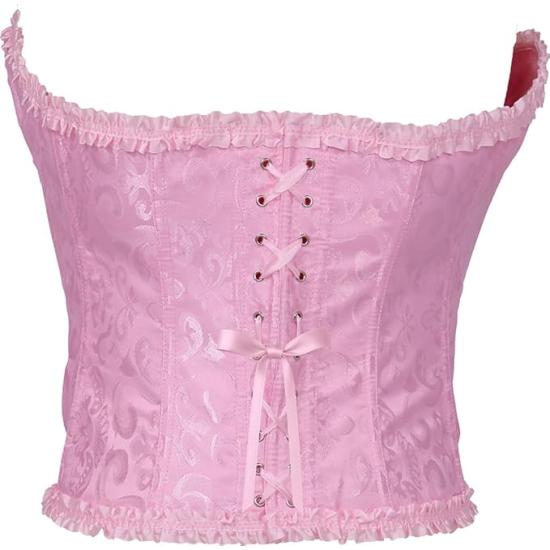 Corset rosa feminino – Top de fantasia para princesas, marquesas e festas de carnaval.