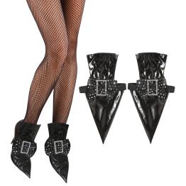 Capas luxuosas para sapatos de bruxa em vinil com fivelas