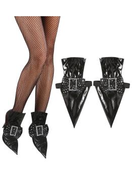 Capas luxuosas para sapatos de bruxa em vinil com fivelas