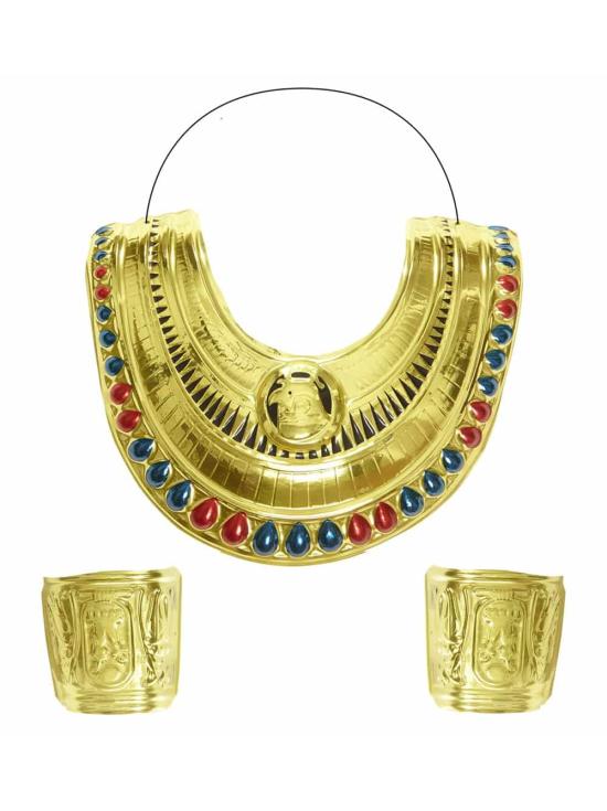 Conjunto de pescoço e pulseiras egípcias.