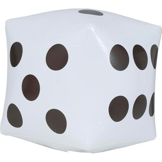 Dado inflável branco (30x30 cm) - Acessório divertido para festas, jogos e comemorações