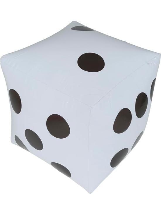 Dado inflável branco (30x30 cm) - Acessório divertido para festas, jogos e comemorações
