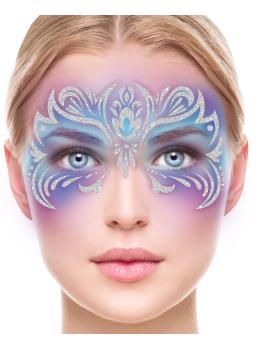Decoração adesiva facial colorida fantasia