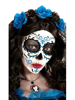 Decoração adesiva Dia de los Muertos Catrina com glitter azul