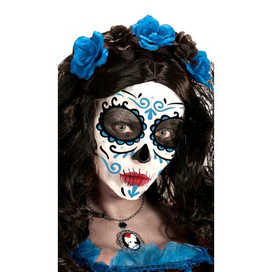 Decoração adesiva Dia de los Muertos Catrina com glitter azul