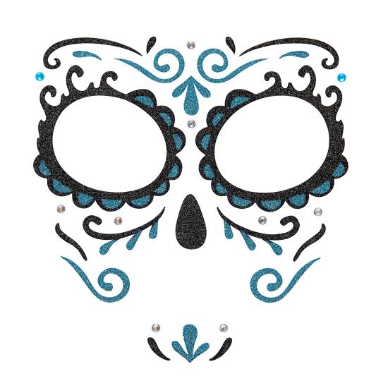 Decoração adesiva Dia de los Muertos Catrina com glitter azul