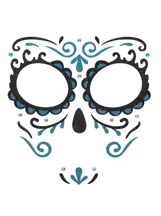 Decoração adesiva Dia de los Muertos Catrina com glitter azul