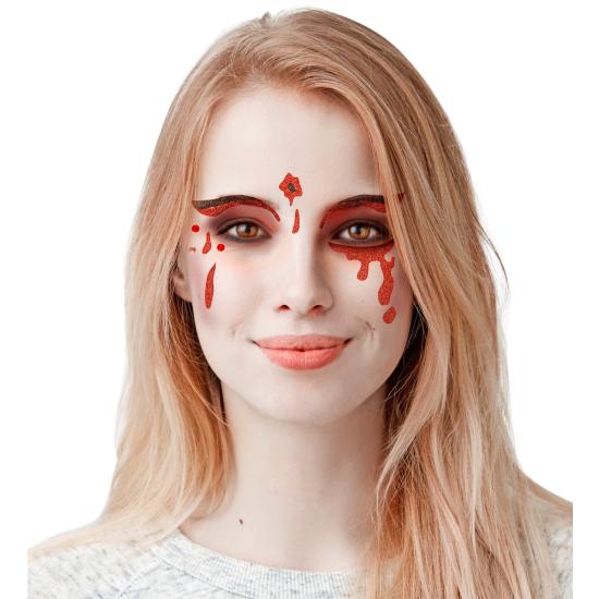 Decoração Rosto Gotas de Sangue Glitter
