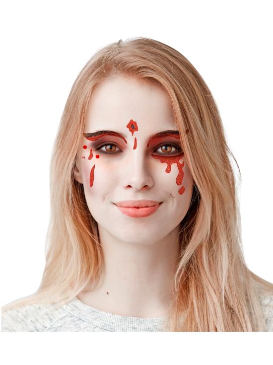 Decoração Rosto Gotas de Sangue Glitter