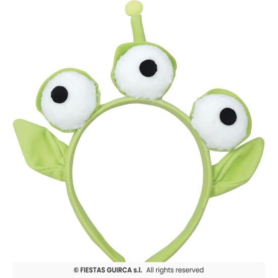 Tiara de alienígena verde de três olhos para fantasia