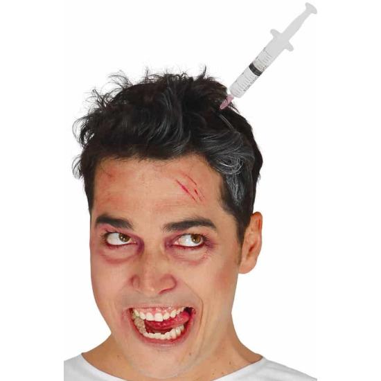 Faixa de cabeça com seringa