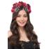 Tiara com rosas vermelhas e esqueletos