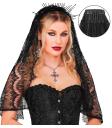 Tiara com véu preto – Acessório de fantasia para o Halloween e festas de terror.