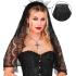 Tiara com véu preto – Acessório de fantasia para o Halloween e festas de terror.