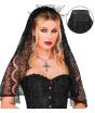 Tiara com véu preto – Acessório de fantasia para o Halloween e festas de terror.