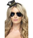 Faixa de cabeça luxuosa com mini chapéu de polícia.