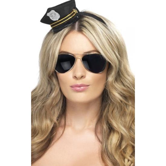 Faixa de cabeça luxuosa com mini chapéu de polícia.