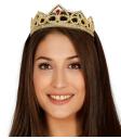 Tiara dourada com pedras coloridas