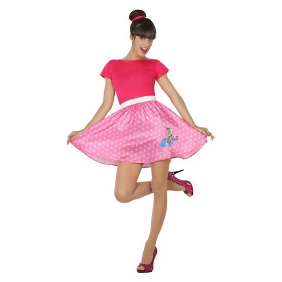 Fato de senhora rosa dos anos 50 em tamanho adulto
