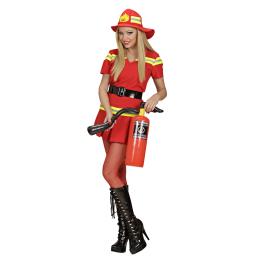 Fantasia sexy de bombeiro vermelho para adulto