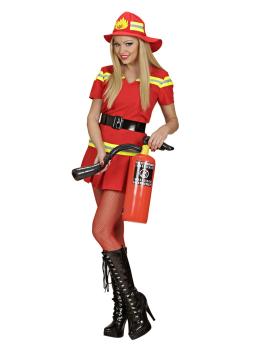 Fantasia sexy de bombeiro vermelho para adulto