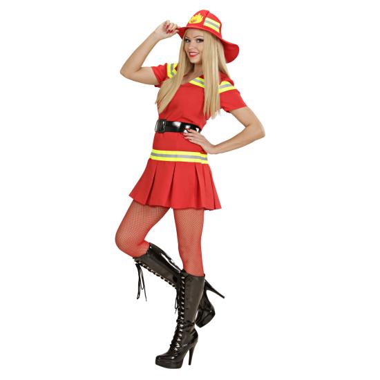 Fantasia sexy de bombeiro vermelho para adulto