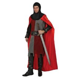 Fato de cavaleiro medieval vermelho para adulto