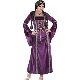 Fato de senhora medieval roxo adulto tamanho M