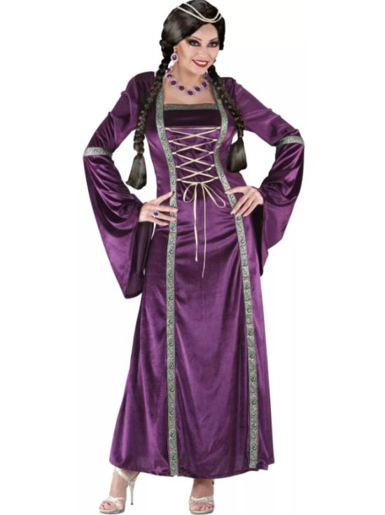 Fato de senhora medieval roxo adulto tamanho M