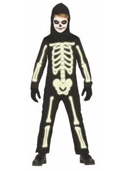 Fantasia de esqueleto fluorescente infantil