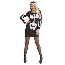 Fantasia de Halloween esqueleto glamour adulto