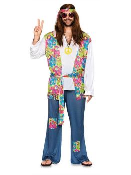 Fato de hippie de flores para adulto tamanho T-4
